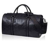 Seyfocnia Oversized Travel Duffel Bag, Waterproof Leather Weekend bag Gym Sports Overnight Large Carry On Hand Bag