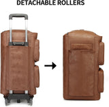 seyfocnia Rolling Garment Bags for Travel,Convertible Duffle Garment Bag Roller Bags for Travel Carry on Garment Bag with Wheels Luggage Rolling Weekender Roller Duffle Bags for Travel-Brown