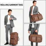 seyfocnia Rolling Garment Bags for Travel,Convertible Duffle Garment Bag Roller Bags for Travel Carry on Garment Bag with Wheels Luggage Rolling Weekender Roller Duffle Bags for Travel-Brown