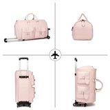 Garment Bag with Wheels,Wheeled Garment Bag Duffle Bag for Travel with Wheels Overnight Bags for Women with Wheels Garment Bag Suitcase Garment Duffle Bag-Pink