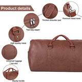 Seyfocnia Leather Travel Bag with Shoe Pouch, Large Carry on Bag Gym Duffel Bag,Waterproof Weekender Bag for Women Overnight Bag for Men-Brown