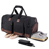 Seyfocnia Canvas Travel Duffel Bag with Shoe Compartment