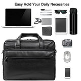 Seyfocnia Leather Laptop Bag,Men's 17.3 Inches Messenger Briefcase Business Computer Satchel Handbag Shoulder Bag Fits 17.3 Inch Laptop Case Computer Tablet (Black)