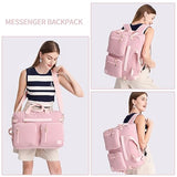 seyfocnia Messenger Bag for Women,Laptop Backpack Fits 17.3 Inch Laptop Bag Handbag Business Briefcases for Women Convertible Briefcase Backpack Shoulder Bag for Work-Pink