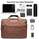 Seyfocnia Leather Laptop Bag, Men's 15.6 Inches Messenger Briefcase Business Satchel Computer Handbag Shoulder Bag Fits 15.6 Inch Laptop, Computer, Tablet(Brown)