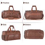Seyfocnia Leather Duffel Bag for Traveling, Gym Sports Tote Bag Weekender Overnight Bag for Men or Women Brown