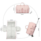 Garment Bag with Wheels,Wheeled Garment Bag Duffle Bag for Travel with Wheels Overnight Bags for Women with Wheels Garment Bag Suitcase Garment Duffle Bag-Pink