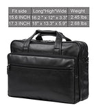 Seyfocnia Leather Laptop Bag,Men's 17.3 Inches Messenger Briefcase Business Computer Satchel Handbag Shoulder Bag Fits 17.3 Inch Laptop Case Computer Tablet (Black)