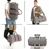 Carry On Garment Backpack, Mens Garment Bag for Travel Business, Canvas Duffel Bag with Shoe Compartment -Grey
