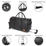 Rolling Duffel Bags with Wheels,Waterproof Duffle Bags with Removable Rollers Carry on Duffel Bag with Wheels Leather Duffle Bags with Shoes Compartment for Men and Women Black