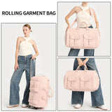 Garment Bag with Wheels,Wheeled Garment Bag Duffle Bag for Travel with Wheels Overnight Bags for Women with Wheels Garment Bag Suitcase Garment Duffle Bag-Pink