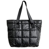 SEYFOCNIA Puffer Tote Bag Large Quilted Puffy Tote Bag Soft Down Cotton Padded Shoulder Bag Quilted Bag for Womens Handbag Black