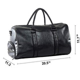 Seyfocnia Weekender Oversized Travel Duffel Bag With Shoe Pouch, Leather Carry On Bag