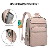 seyfocnia 17.3 Inch Carry On Laptop Backpack for Women, Travel Laptop Bag with USB Port, Waterproof Work Backpacks Stylish Travel Bags Flight Approved Casual Daypacks (Dark Pink)