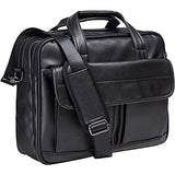 Seyfocnia Men's Leather Messenger Bag, 17.3 Inches Laptop Briefcase Business Satchel Computer Handbag Shoulder Bag for Men