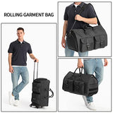 Rolling Garment Bag,Rolling Duffle Bag with Wheels Rolling Garment Bags for Travel with Shoe Pouch Carry On Bag Weekender Bags Garment Duffel Bag for Men or Women-Grey