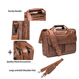 Seyfocnia Mens Laptop Bag,15.6 Inch Leather Messenger Bag Water Resistant Business Travel Briefcase, Work Computer Bag Satchel Bag Husband Gifts(Brown