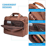 Seyfocnia Leather Laptop Bag, Men's 15.6 Inches Messenger Briefcase Business Satchel Computer Handbag Shoulder Bag Fits 15.6 Inch Laptop, Computer, Tablet(Brown)