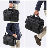 Seyfocnia Men's Leather Messenger Bag, 17.3 Inches Laptop Briefcase Business Satchel Computer Handbag Shoulder Bag for Men