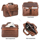 Seyfocnia Mens Laptop Bag,15.6 Inch Leather Messenger Bag Water Resistant Business Travel Briefcase, Work Computer Bag Satchel Bag Husband Gifts(Brown