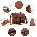 Seyfocnia Leather Messenger Bag for Men,15.6 Inch Vintage Laptop Bag Briefcase Satchel