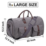 Seyfocnia Carry On Garment Bag, Mens Garment Bag for Travel Business, Large Canvas Duffel Bag with Shoe Compartment -Grey