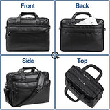 Seyfocnia Leather Laptop Bag,Men's 17.3 Inches Messenger Briefcase Business Computer Satchel Handbag Shoulder Bag Fits 17.3 Inch Laptop Case Computer Tablet (Black)
